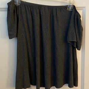 Gray Off the shoulder shirt